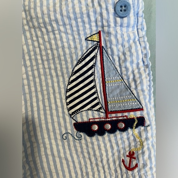 Baby Boy's Sailboat 2-Piece Polo & Striped Romper Set Sz 9M - Picture 7 of 12